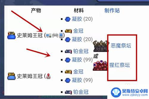 泰拉瑞亚死神王冠 泰拉瑞亚史莱姆王冠配方